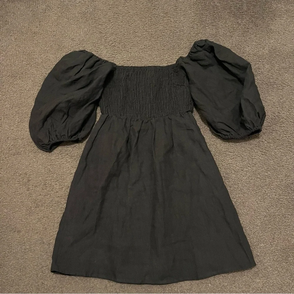 Tuckernuck Black Smocked Square-Neck Mini Dress - Picture 3 of 6
